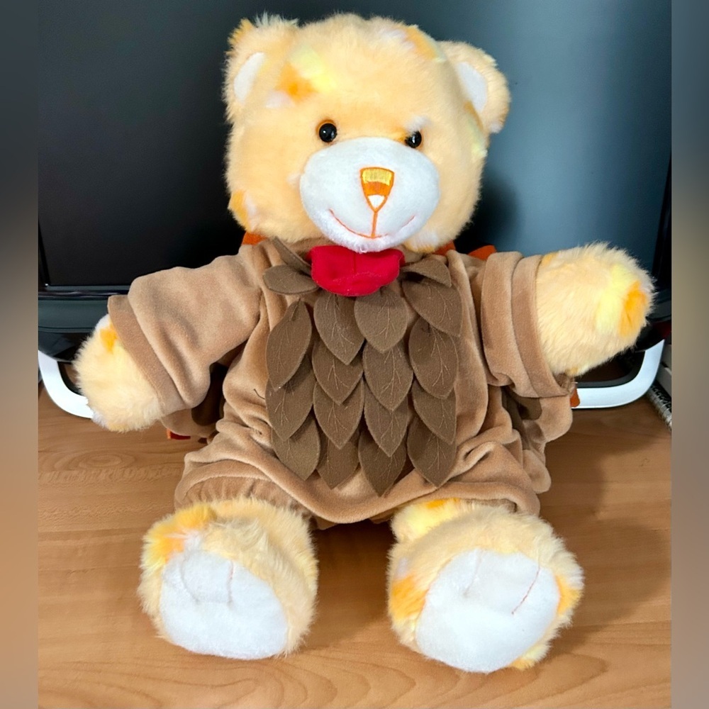 Build a bear candy corn Cinnamonroll w/turkey costume Halloween fall plush toy